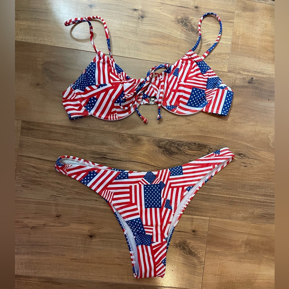 Red White and Blue American Flag Bikini